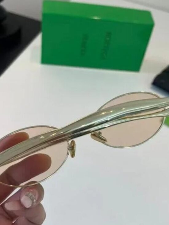 Bottega Veneta Gold Oval Sunglasses with Sculptural Temples main image 5